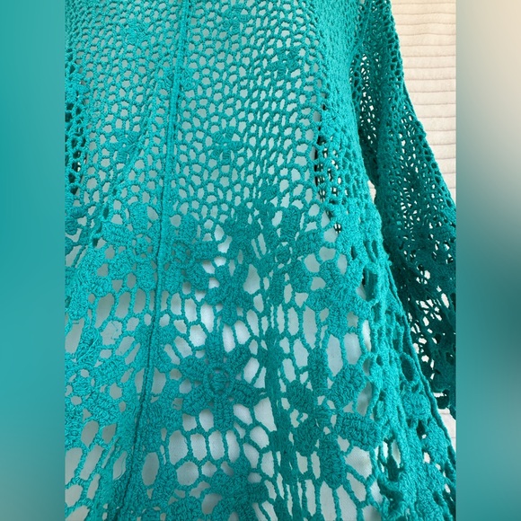 Teal Crochet Knit Top/Coverup - Picture 9 of 15